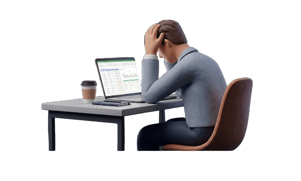 Frustrated admin managing data